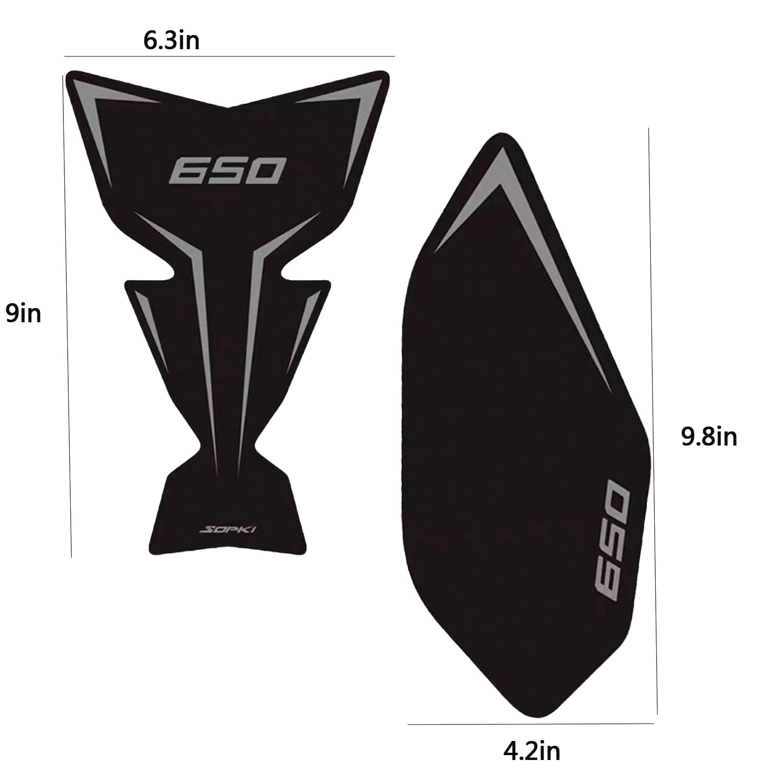 TZMAPU Protection de réservoir de carburant de moto, compatible avec Kawasaki Ninja 650 Z650 tampon de réservoir de carburant antidérapant ensemble d'autocollants en caoutchouc (650 noir)