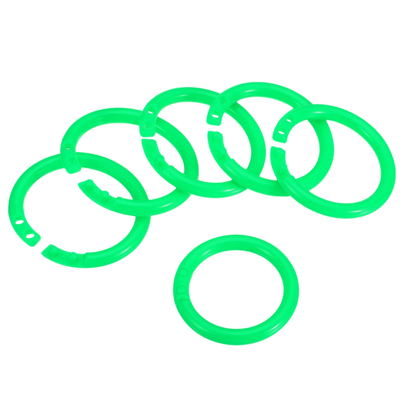 PATIKIL 1.1" OD 0.8" ID Loose Leaf Rings, 50 Pack Binder Ring Plastic for Book DIY Scrapbook Notebook Photo Album, Green