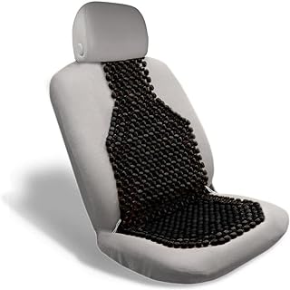 VaygWay Beaded Seat Cushion Car Driver Seat Cover with Durable & Double Strung Natural Wood Beads- Cooling Comfort Ventilated Massaging Support Cushion for Auto Cars -1 Pack Black