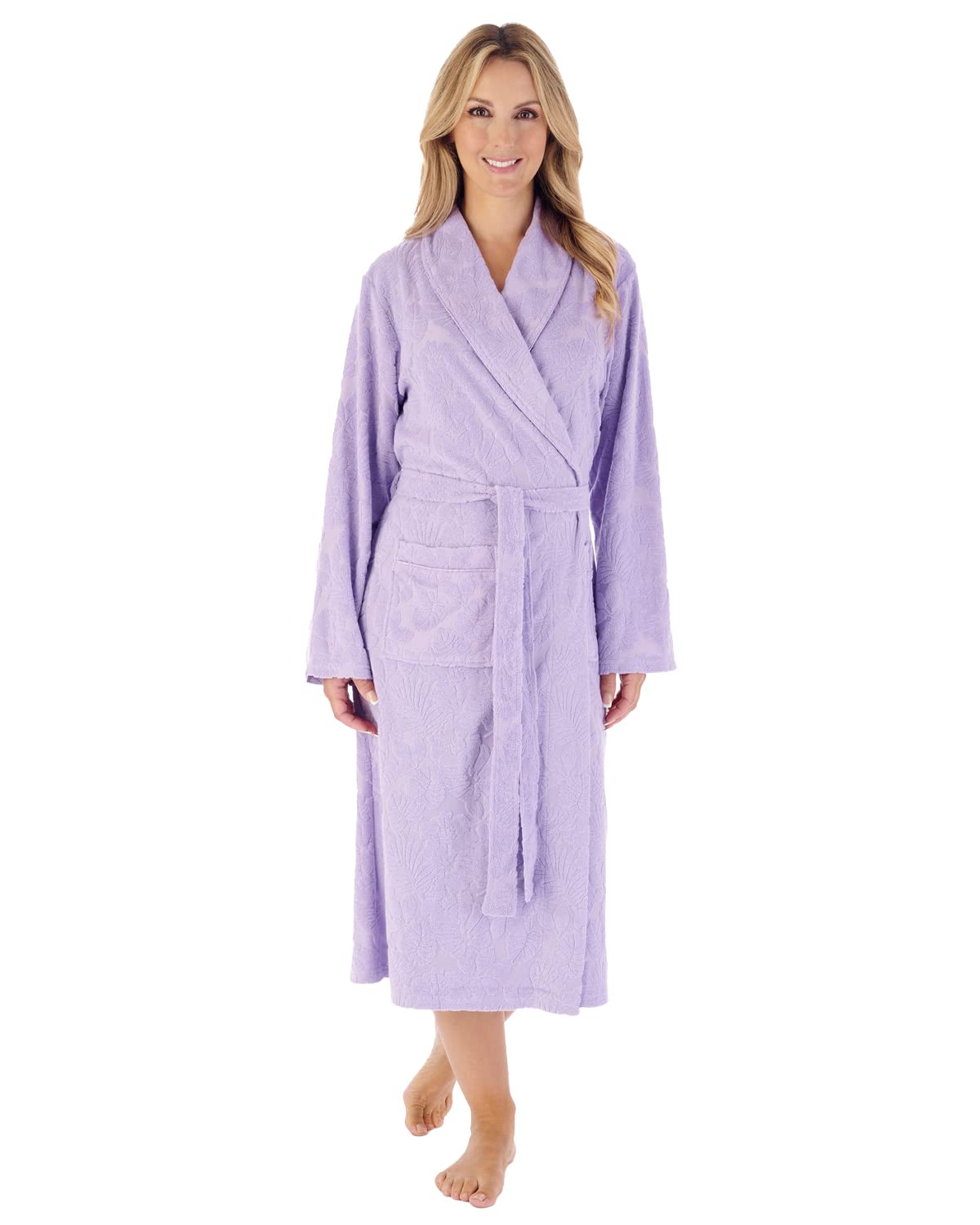 Slenderella Embossed Wrap Dressing Gown HC03312 Lilac Medium
