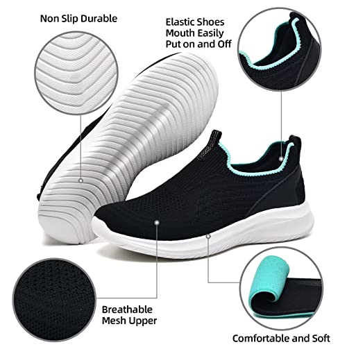 Image of TIOSEBON Women's Walking Tennis Shoes Knit Comfortable Slip on Breathable Mesh Lightweight Sneaker