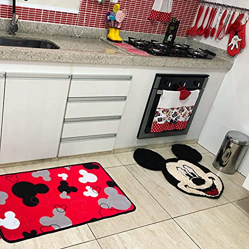 Mickey Mouse Rugs - Bathroom Rug, Non-Slip Mickey Cartoon Kitchen Mat, Cute Cartoon Rug Indoor Entrance Doormat For Boys Girls Kids Baby Bedroom Home Decor Nursery Indoor Rugs, 17" X 30" (Red) #TOP1