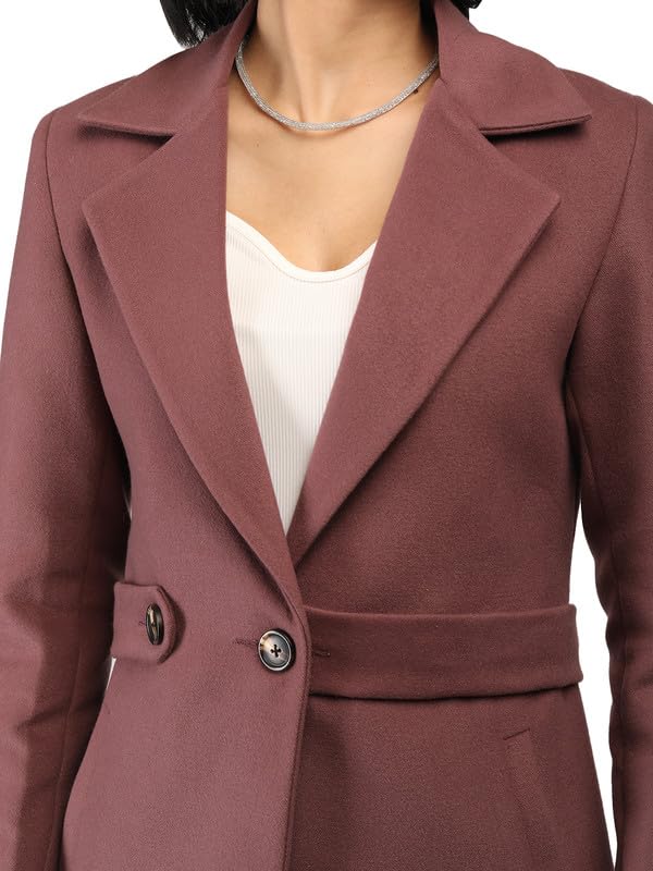 Image of PLAGG Women's Notched Lapel Long Overcoat