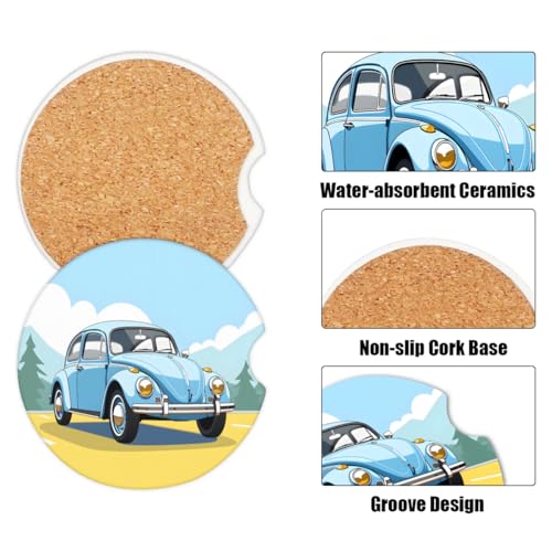 Portavasos para carro 2 piezas cerámica absorbente miniatura 3