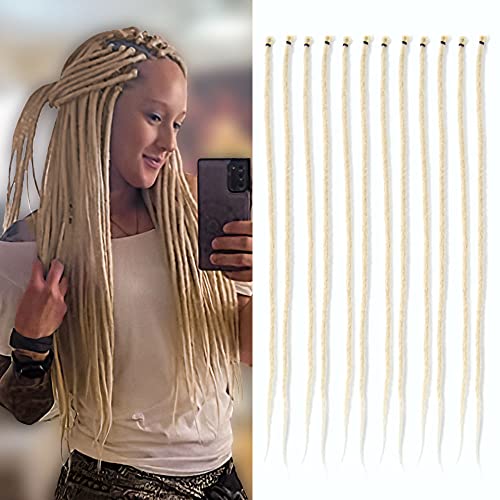 BOHOBABE 0.6cm Thin Synthetic Dreadlock Extensions 20 Inch 12 Strands Reggae Dreadlocks Extension Synthetic Dreads Loc 20" Blonde  (12 Strands,613#)