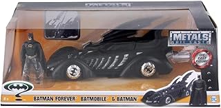 Jada Toys DC Comics 1995 Forever: Batmobile with Batman Metals Die-Cast Collectible Toy Vehicle with Figure (2 Piece), Matte Black, 1:24 Scale