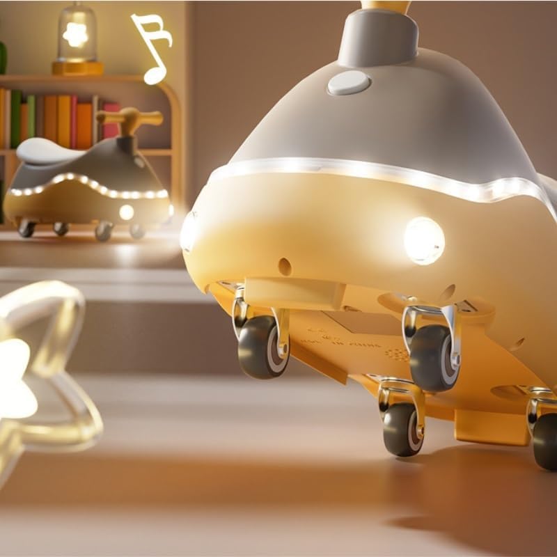 Swing Car Peanut Shape with Music Light No Pedal Anti-Rollover Swing Silent Wheels Durable and Safe(Blue)