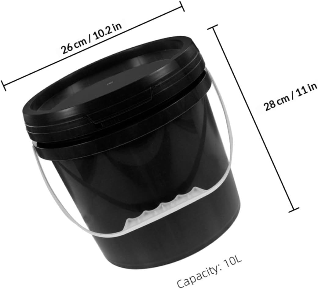 jojofuny Food-Grade Sealable Paint Bucket with Lid, 10l Black Plastic Storage Container for Paint and Chemical Coatings, Airtight 5l Art Bucket Suitable for Painting and Material Storage
