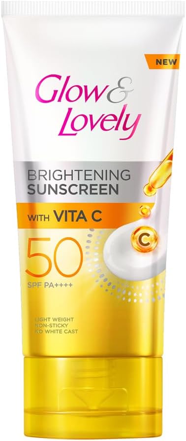 Glow and lovely Brightening Sunscreen SPF 50 | Vita C | PA ++++ |Light weight | Non sticky | No White Cast | 50g