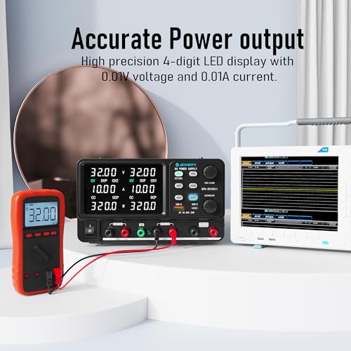 Image of DC Power Supply Variable, Dual Output 0-32V 0-10A Switching Bench Power Supply with Serial(62V 10A) /Parallal(32V 20A) Output Combination, 20W USB A&C Quick-Charge, Encoder Knob
