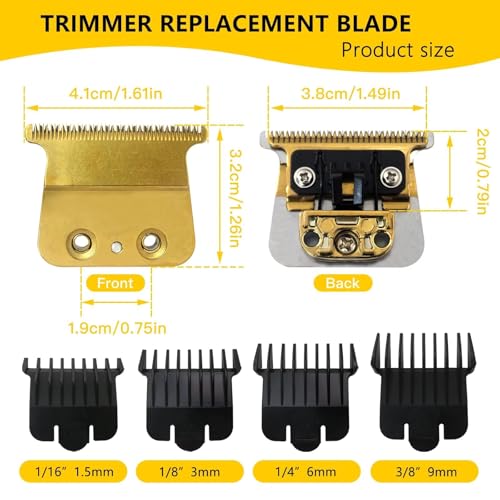 JRSHOME Upgraded Version 707Z Replacement Blade for Baby*lissPRO FX787 & FX726 Trimmers, Replacement Blades with 4 Guards Set 1 Screwdriver for Baby*liss Trimmer (Gold)