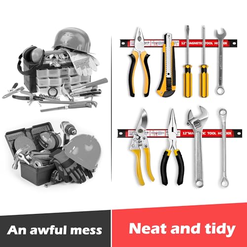 Antifir YH07-036 12'' Magnet Tool Holders Storage Organizer, 4 Pack Wall Mount Magnetic Tool Strips, Metal Magnet Tool Organizer Bars thumb #2