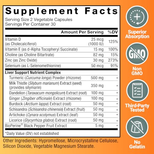 Image of Force Factor Liver Cleanse Detox & Repair, Extra-Strength Liver Support, Milk Thistle Std. to 80% Silymarin + Turmeric & Dandelion to Support Liver Health, Digestion & Immune Health, 60 Capsules