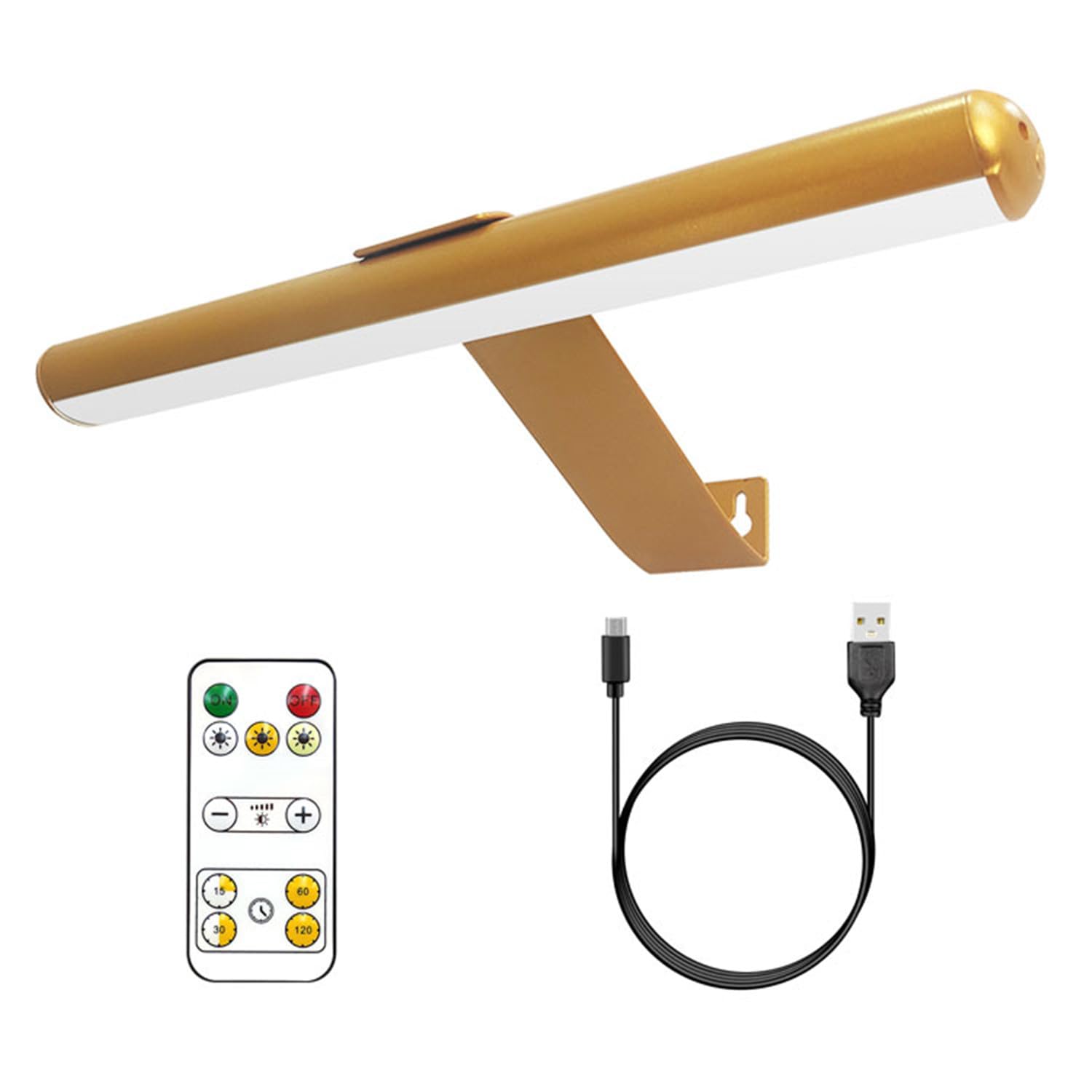 12.6" Magnetic LED Picture Light with Remote, Color Temperatures, 4500mAh Battery, Gold/Black, Art Gallery & Accent Lighting