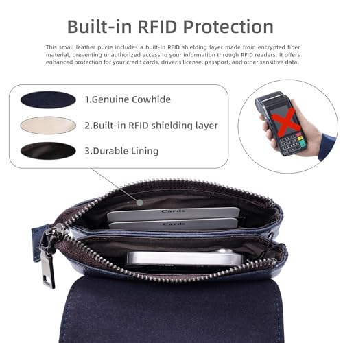 Image of Iswee Rfid Blocking Small Crossbody Bag for Women Travel Classic Style | Genuine Leather，Adjustable Shoulder Strap,Fits 6.9 inch Phone,Anti-Theft Purse,Perfect for Daily Use and Weekend Travel