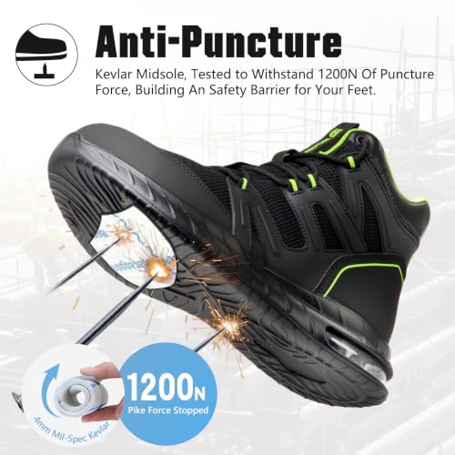 Hogent Steel Toe Boots for Men, Cushioned Safety Work Shoes - image 3
