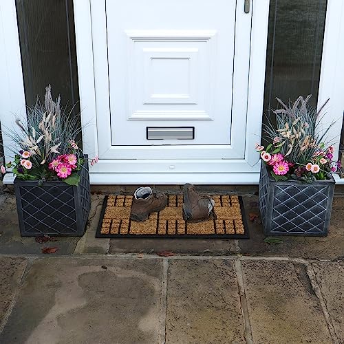 JVL Comfort Rubber Backed Coir Tuffscrape Scraper Doormat, 40x70 cm, Chequered, 40 x 70 cm (Rectangular) - Image 2