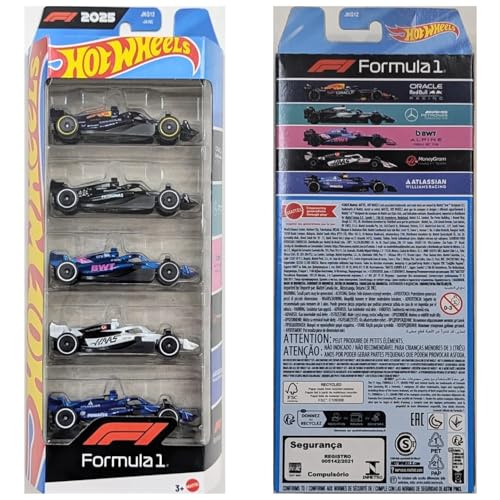 Image of Hot Wheels Car 2026 Formula 1 Pack of 5 (Oracle Red Bull, AMG Petronas, BWT Alpine, Money Gram Haas, Williams Racing) Multi - Color