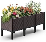 Raised Garden Beds Outdoor, Polypropylene Elevated Planter Boxes Outdoor for...