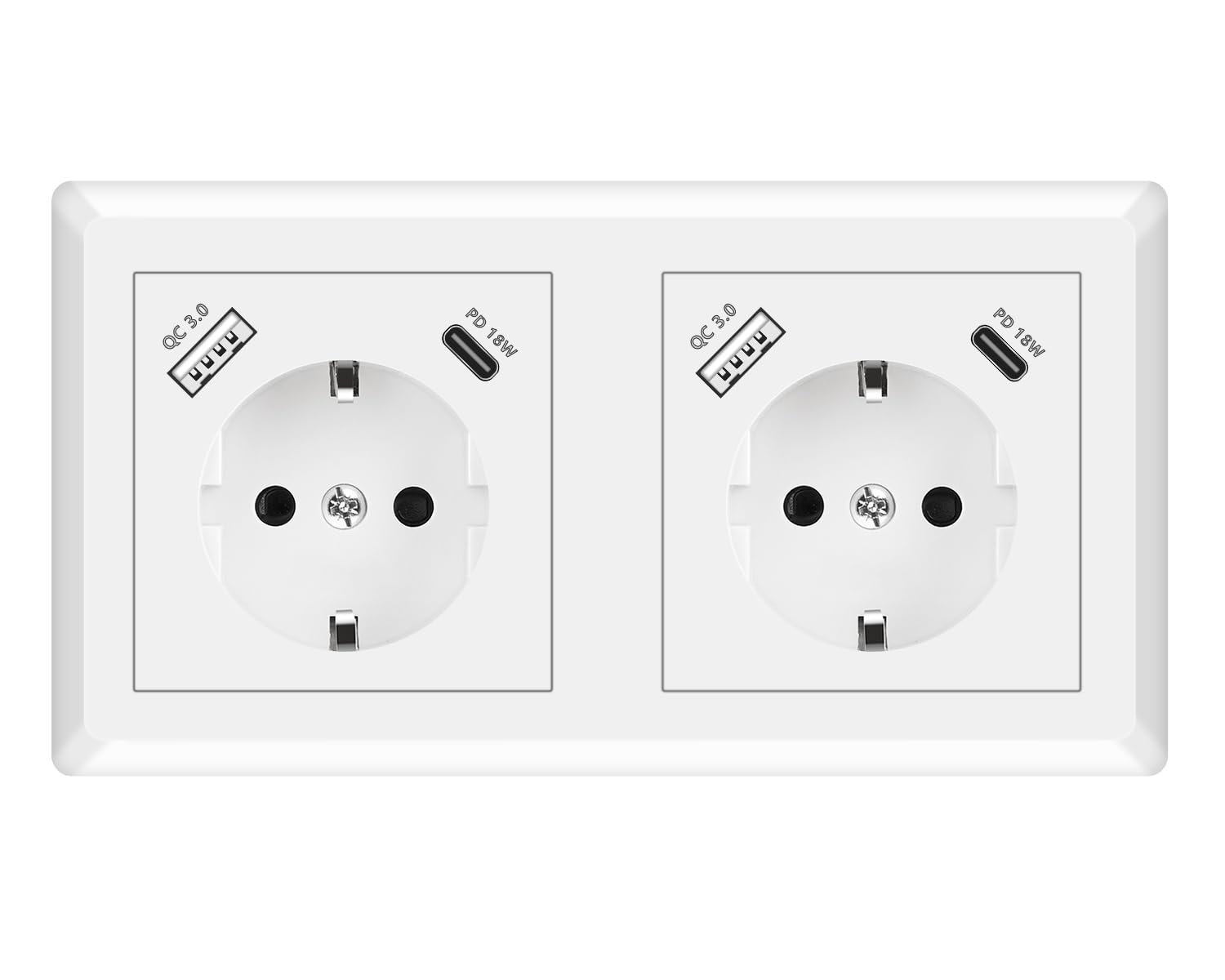 Stopcontact met USB-A & USB-C Wit