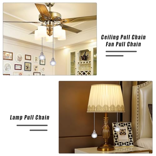 Image of Clear Crystal Prism Ball 30mm 2 Pieces Dazzling Crystal Ceiling Fan Pull Chain Pull Chain Extension with Connector for Ceiling Light Fan