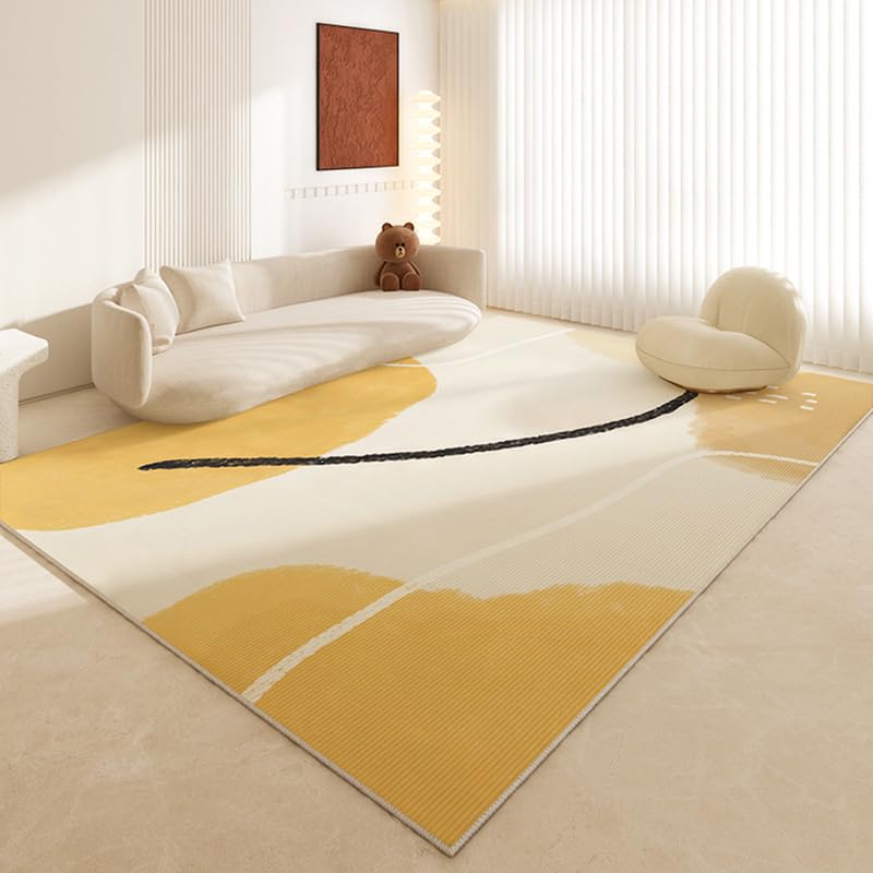 Tapis de couloir moderne beige et jaune pour une maison accueillante