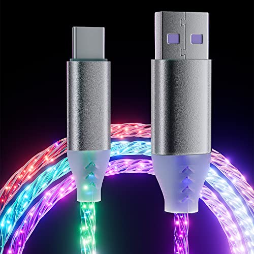 ULIKTO 6.6ft/2m Type C Cable Led Light Up Charger Cord Visible 7 Colors RGB Gradual Changing Shining...