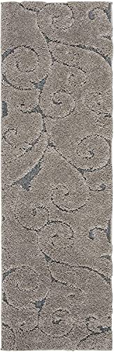 Image of Grand Swirl Premium Shaggy Carpet for Living Room, Bedroom, High Low Design Finish Microfiber 1.8 Inch Pile High, 2x6 Feet Runner Dark Beige Or Light Brown|Grey Color