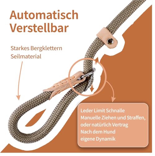 Retrieverleine mit Zugstopp, 180 cm Hundeleine mit Halsband, Witterungsbeständig Leine Hund Einstellbar Trainingsleine für Kleine bis Große Hunde