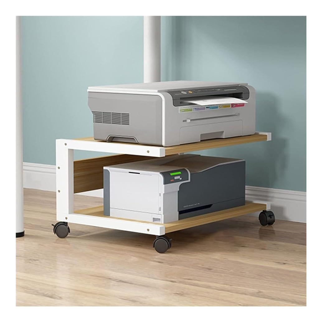 IEOWY 2-Tier Printer Stand Rolling Printer Shelf for Home Office, Mobile Copier Stand Table, Under Desk Printer Rack
