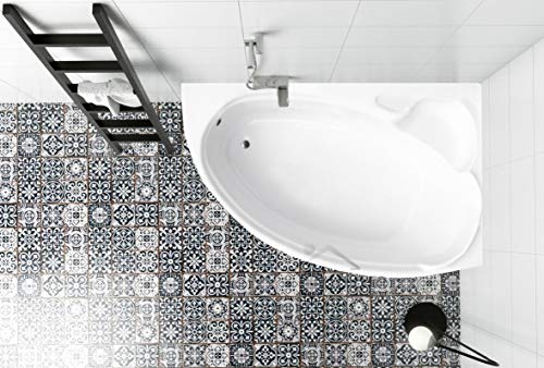 ECOLAM® Badewanne Wanne Eckwanne Eckbadewanne Acryl weiß Finezja 170x110 cm RECHTS + Schürze Ablaufgarnitur Ab- und Überlauf Automatik Füße Silikon Komplett-Set – Bild 3