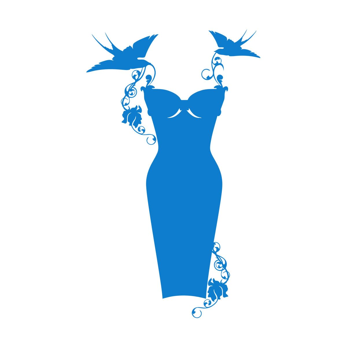 Engraving Decals Black Dress Shop Fashion Clothes Shopping 48x80.3cm Do not Damage the wall Surface Large Blue