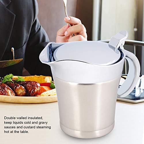 Sauce Gravy Pot,304 Stainless Steel Thermal Insulated Double Wall Sauce Gravy Boat Pot Serving Jug Carafes Pitchers(750ml) - Thumbnail 2