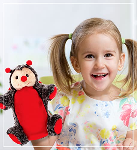 DolliBu Ladybug Plush Hand Puppet for Kids - Soft Plush Stuffed Animal Hand Puppet Toy for Puppet Show Games Puppet Theaters for Kids, Adult Cute Puppets Educational Toy to Teach Children & Toddlers