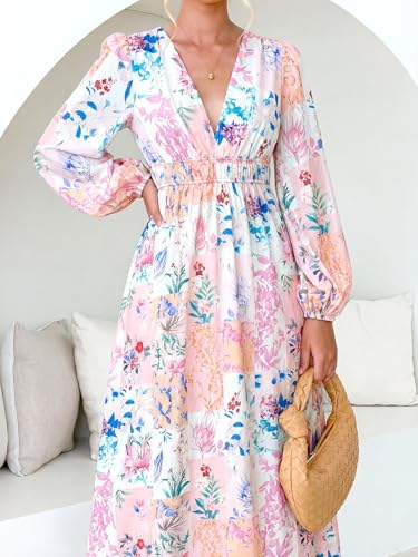 Image of Maxigerui Women's Long Sleeve Floral Maxi Dress 2026 Spring Summer Wedding Guest Dress
