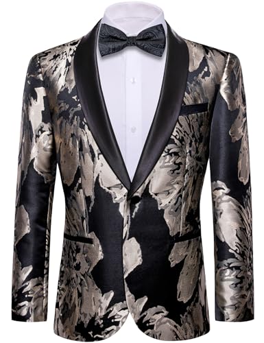 Image of Barry. Wang Men's Sport Coats & Blazers Flower Suit Jacket 1 Button Paisley Tuxedo Mardi Gras Carnival Parade Gift