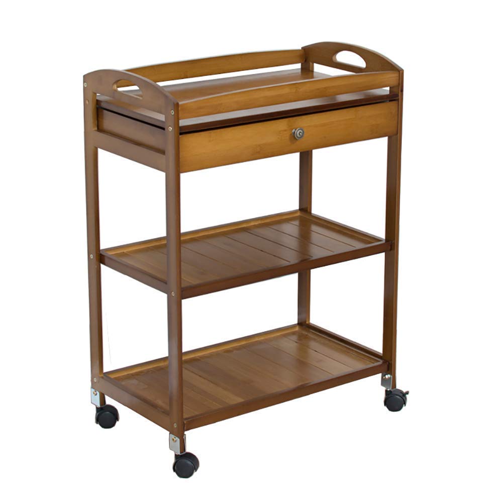 Carrello su ruote strumento 3 livelli Medical Utility Cart con cassetto portaoggetti, carrello da cucina per hotel, carrello da cucina in bambù, strumento per carrello da salone di bellezza