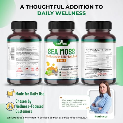 Ultra Herbs Sea Moss Capsules with Bladderwrack & Burdock (150 Count) — view 9