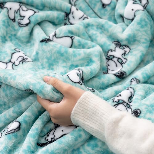 Image of Berkshire Blanket Peanuts VelvetLoft Cute Character Snoopy Plush Throw Blanket,Snoopy Springtime Floral Dance Large Blue,Throw 55 in x 70 in (Official Peanuts Product)