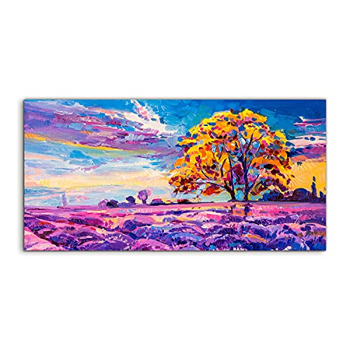 Image Acrylique Murale 100x50cm Lavender Sunset pour Décoration Salon
