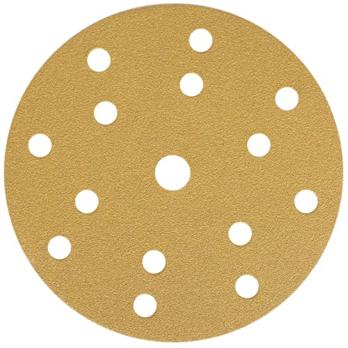 NTools HMF 7 - Papel de lija de velcro de 150 mm, grano 80, discos de lija de 150 mm, velcro con 15 orificios para lijadora orbital redonda, almohadillas de óxido de aluminio, papel de lija de grano