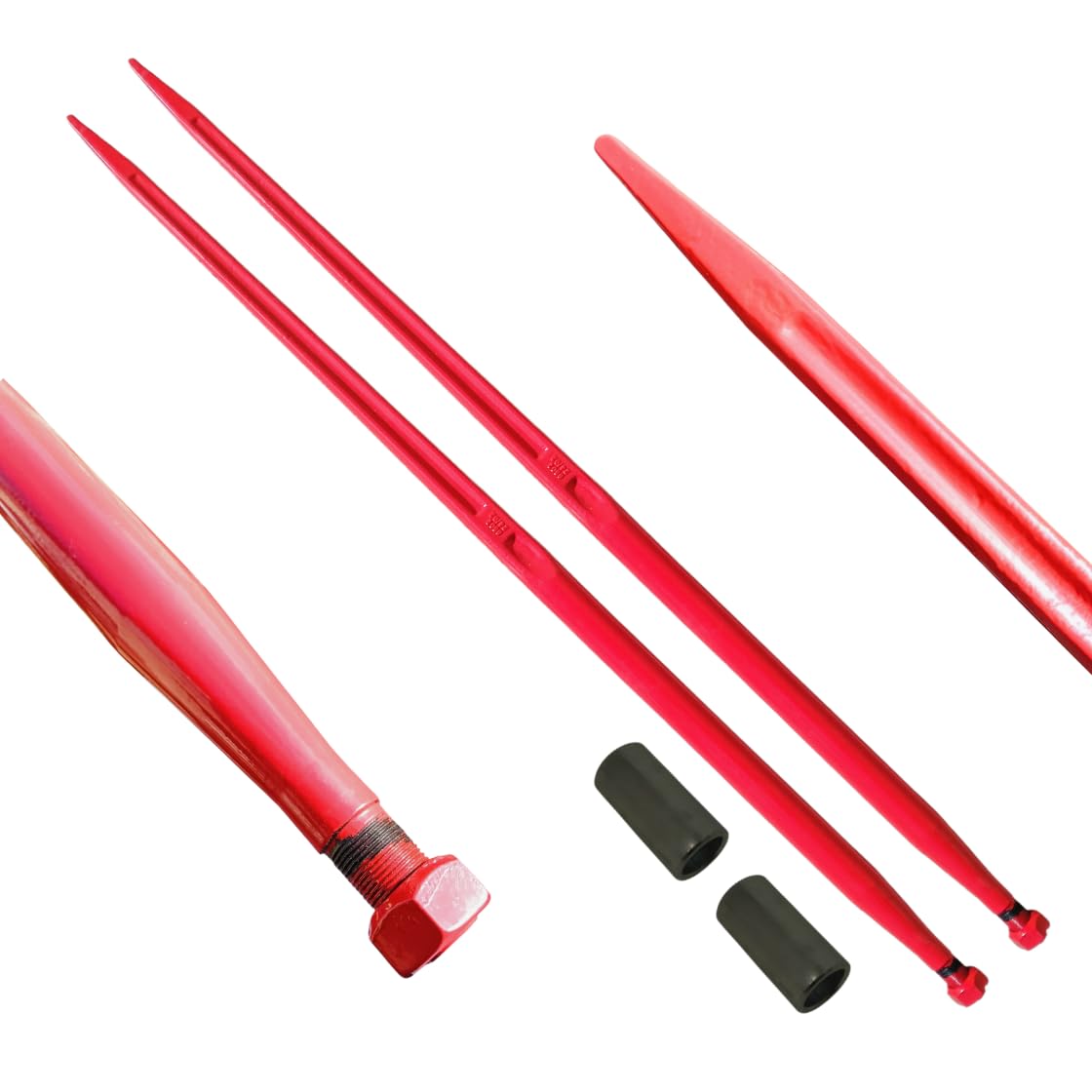 2x Frontladerzinken Frontlader 1100mm Zinken Großballenzinken M22x1.5 + Büchsen