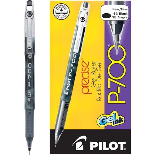 Pilot P-700 lot de 12 stylos bille encre gel noire pointe fine