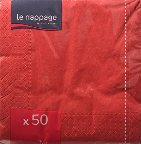 LE NAPPAGE 50 Servietten, aus Watte, 33 x 33 cm, 2-lagig, FSC Rot,...