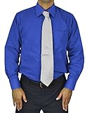 Moda Di Raza Mens Dress Shirt, French Cuff Shirt, Regular Fit, Mens Black Dress Shirt, Royal Long Sleeve Dress Shirt, Dress Shirts for Men Royal. - Royal-Reg-Fit 16.5