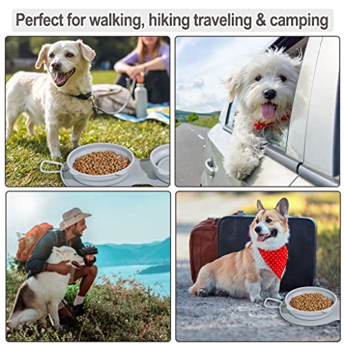 Ifoyo Collapsible Dog Bowls, 2 In 1 Portable Travel Pet Food Feeding Dog/Cat Bowl With No Spill Non-Skid Silicone Mat For Traveling thumb #3