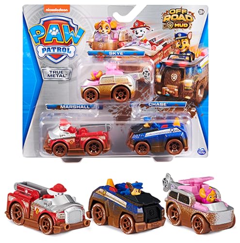 PAW PATROL True Metal 3er-Pack mit 3 Metall-Spielzeugautos von Skye, Chase...