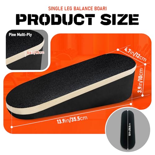 Athletic Balance Boards, Athletic Balance Trainer for Core & Ankle Strength, Non-Slip Wood TPE Wobble Board for Home Gym Fitness, Rehabilitation, and Stability Training - Thumbnail 3