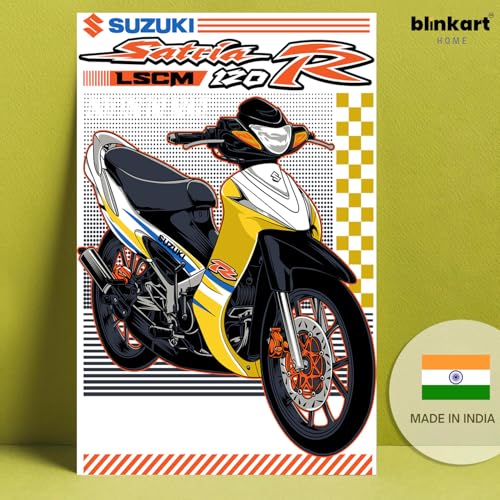 Image of BLINKART Suzuki Satria 120Car Posters Sticker Gift Items for Boys Room Wall Decor || Comes with Double-Sided Tape|| Decoration Bedroom Living Room Office Studio Decor | 12x18 In (A3) - CAR-251