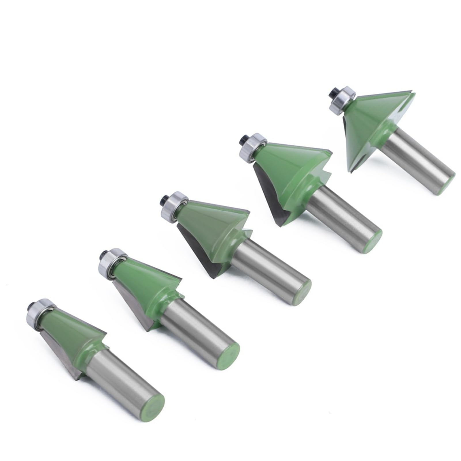 Fresa per incastri maschio-femmina, Punte for fresa for smusso con codolo 5 pezzi 1/2" 11,25 15 22, 30 45 gradi(12mm Shank)